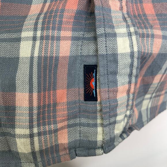 Faherty gray orange plaid button up down long sleeve men's shirt size Large - Picture 7 of 11